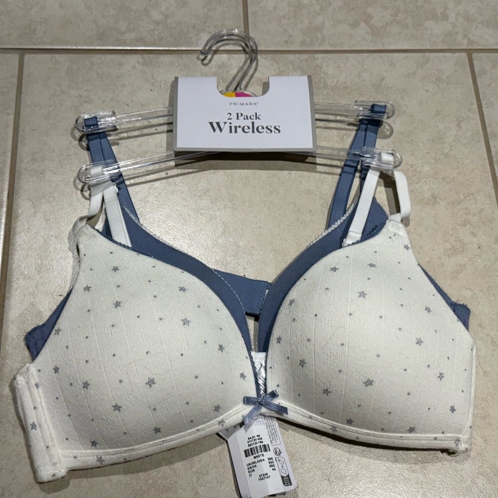 Primark Blue and White Wireless Bra Set
